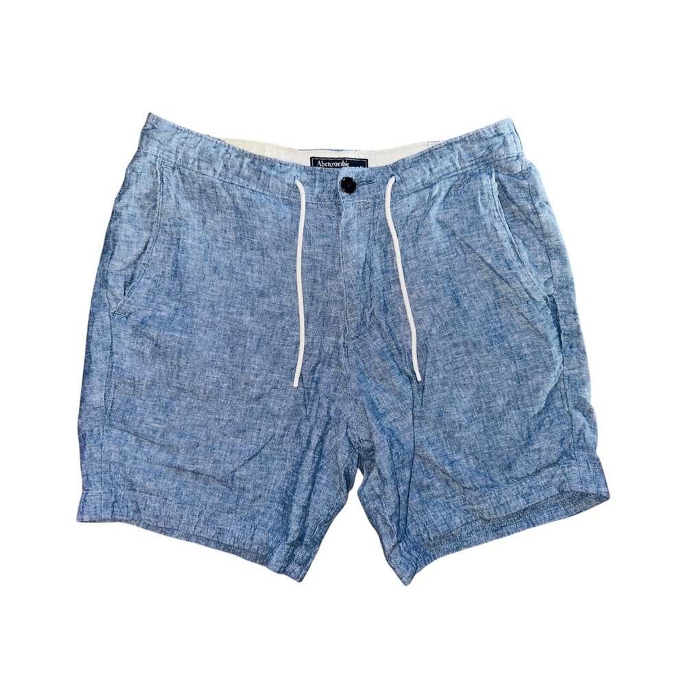WB6 Abercrombie & Fitch Mens Blue Linen Blend Casual Lightweight Shorts Medium
